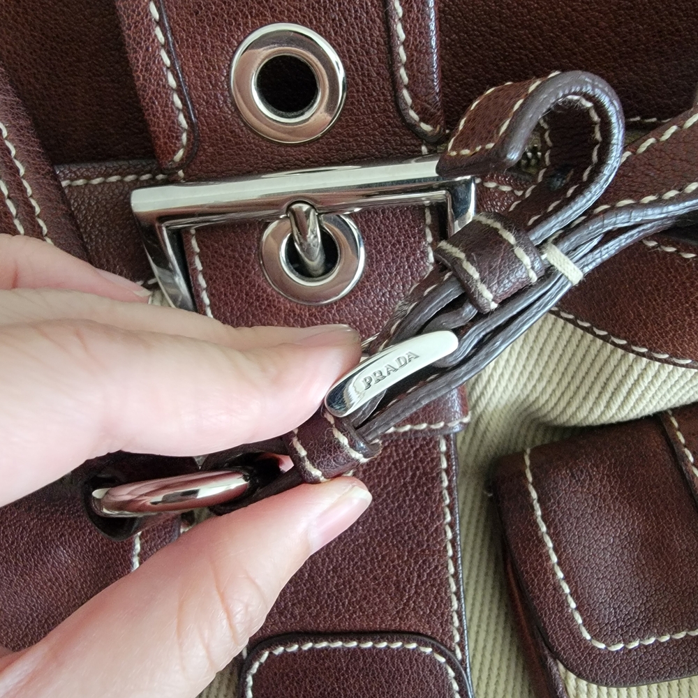 Authentic Prada Double Pockets Handbag Vintage Retro Y2k - Picture 10 of 13